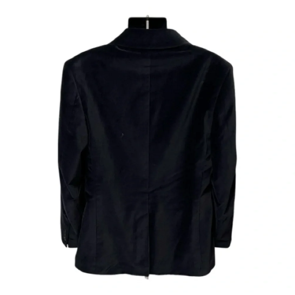 DKNY Classic Black Velvet Blazer – Elegant 2-Button Jacket, Timeless Style